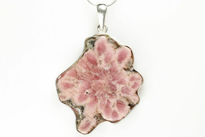 Large, Rhodochrosite Pendant (Necklace) - Sterling Silver #192308